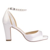 Photograph: Perfect Bridal Charlie Dyeable Ivory Satin Block Heel Platform Sandals with Pearl Strap (ST14)