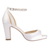 Photograph: Perfect Bridal Charlie Dyeable Ivory Satin Block Heel Platform Sandals with Teardrop Crystal Strap (ST08)