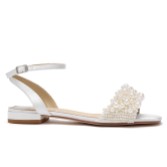 Photograph: Perfect Bridal Claire Ivory Satin Pearl Flat Sandals (Wide Fit)