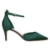 Photograph: Perfect Bridal Daniella Green Satin Mid Heel Ankle Strap Court Shoes