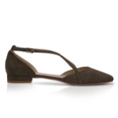 Photograph: Perfect Bridal Davina Olive Green Suede Cross Strap Pointed Ballet Flats