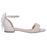 Photograph: Perfect Bridal Delilah Ivoire Satin Pearl Flat Sandals with Bow