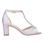 Photograph: Perfect Bridal Dolly Silver Satin Block Heel Diamante T-Bar Sandals