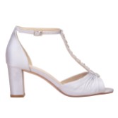 Photograph: Perfect Bridal Dolly Silver Satin Block Heel Diamante T-Bar Sandals (Sandales à talon bloc en satin argenté)