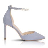 Photograph: Perfect Bridal Ella Blue Suede Keshi Pearl Ankle Strap Court Shoes
