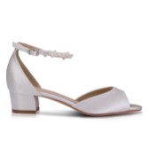 Photograph: Perfect Bridal Fiona Ivoire teintable Satin Block Heel Keshi Pearl Ankle Strap Sandals