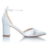 Photograph: Perfect Bridal Kerry Dyeable Ivoire Satin and Lace Block Heel Ankle Strap Court Shoes