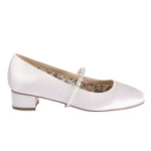 Photograph: Perfect Bridal Kinsley Dyeable Ivory Satin Low Block Heels with Pearl Strap