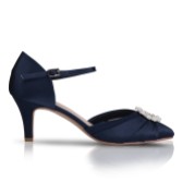 Photograph: Perfect Bridal Kitty Navy Satin Pearl Brooch Two Part Court Shoes