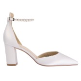 Photograph: Perfect Bridal Liberty Ivoire Satin Block Heel Pearl Ankle Strap Court Shoes (ST14)