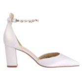 Photograph: Perfect Bridal Liberty Ivory Satin Block Heel Pearl and Crystal Ankle Strap Court Shoes (ST07)