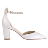 Photograph: Perfect Bridal Liberty Ivory Satin Block Heel Teardrop Crystal Ankle Strap Court Shoes (ST08)