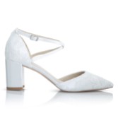 Photograph: Perfect Bridal Maisie Dyeable Ivory Lace Block Heel Cross Strap Court Shoes