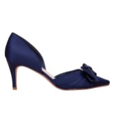 Photograph: Perfect Bridal Margo Midnight Satin Mid Heel Bow Court Shoes