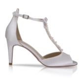 Photograph: Perfect Bridal Morgan Dyeable Ivory Satin Keshi Pearl T-Bar Sandals with Bow Detail