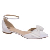 Photograph: Perfect Bridal Paige Ivory Satin Ankle Strap Bridal Flats with Bow