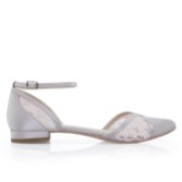Photograph: Perfect Bridal Penny Taupe Satin and Lace Ankle Strap Flats