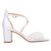 Photograph: Perfect Bridal Peony Ivory Lace Block Heel Cross Strap Sandals (Sandales à talons croisés en dentelle ivoire)