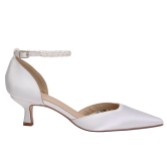 Photograph: Perfect Bridal Pixie Dyeable Ivory Satin Pearl Ankle Strap Kitten Heels