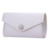 Photograph: Perfect Bridal Pochette enveloppante Melody Silver Satin Diamante Broche