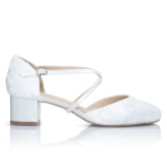 Photograph: Perfect Bridal Remi Dyeable Ivory Lace Block Heel Courts with Crossover Straps