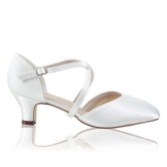Photograph: Perfect Bridal Renate Dyeable Ivory Satin Low Heel Courts with Crossover Straps