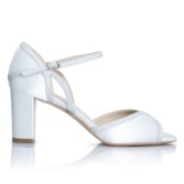 Photograph: Perfect Bridal Sabrina Dyeable Ivory Satin and Silver Glitter Block Heel Sandals