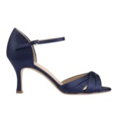 Fotograf: Perfect Bridal Sadie Midnight Satin Peep Toe Mid Heel Sandals