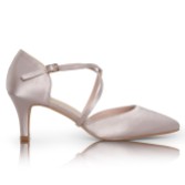 Photograph: Perfect Bridal Sonya Taupe Satin Mid Heel Courts with Crossover Straps