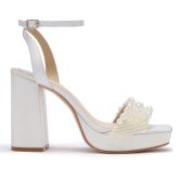 Photograph: Perfect Bridal Willow Ivory Satin Pearl Block Heel Platform Sandals