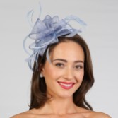 Photograph: Periwinkle Sinamay and Feather Wedding Fascinator