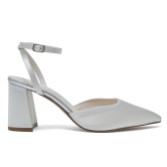 Photograph: Rainbow Club Aria Dyeable Ivory Satin Slingback Ankle Strap Block Heels