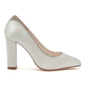 Photograph: Rainbow Club Billie II Dyeable Ivory Satin and Silver Glitter Wide Fit Court Shoes