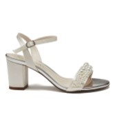 Photograph: Rainbow Club Clara Mid Ivory Satin Pearl Block Heel Bridal Sandals