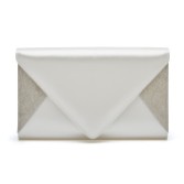 Photograph: Rainbow Club Diane Dyeable Ivory Satin and Silver Glitter Envelope Clutch Bag