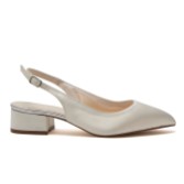 Photograph: Rainbow Club Faith Low Dyeable Ivory Satin Wide Fit Slingback Block Heels