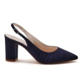 Photograph: Rainbow Club Faith Navy Moiré Wide Fit Slingback Block Talons