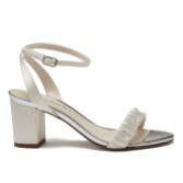 Photograph: Rainbow Club Florence Dyeable Ivory Satin Mid Block Heel Sandals with Pearl Detail
