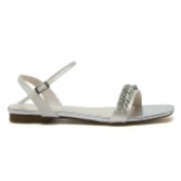 Photograph: Rainbow Club Freya Dyeable Ivory Satin Sparkly Flat Bridal Sandals