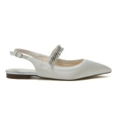 Photograph: Rainbow Club Freya Dyeable Ivory Satin Sparkly Slingback Flats