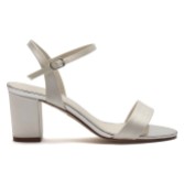 Photograph: Rainbow Club Margot Dyeable Ivory Satin Mid Block Heel Sandals (Wide Fit)