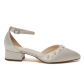 Photograph: Rainbow Club Maya Low Dyeable Ivory Satin Pearl Block Heels