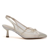 Fotografia: Rainbow Club Olivia Ivory Mesh and Satin Bow Slingback Kitten Heels