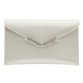 Photograph: Rainbow Club Pochette enveloppante Nova en satin ivoire teintable et cristal