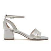 Photograph: Rainbow Club Zara Dyeable Ivory Satin Cut Out Block Heel Sandals (Sandales à talon bloc avec découpe)