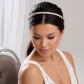 Photograph: Rochelle Rose Gold Narrow Crystal and Pearl Headband