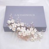 Photograph: Rosewood Porcelain Flowers and Crystal Hair Comb (Rose Gold)