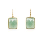 Photograph: Sarah Alexander Pendants d'oreilles carrés en aventurine verte Mesmerise