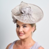 Photograph: Silver Grey Floral Large Sinamay Disk Wedding Fascinator