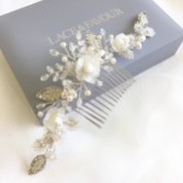 Photograph: Tabitha Silver Leaves and Ivory Flowers Pearl Hair Comb